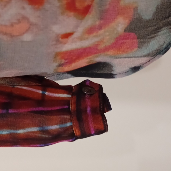 Rachel Rachel Roy Sheer Striped & Floral Long Line Boho Blouse- Sz. Med - Picture 6 of 11